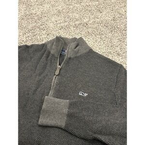 Vineyard Vines Women's Gray Sweater 1/4 Zip Wool Blend Size XS Long Sleeve